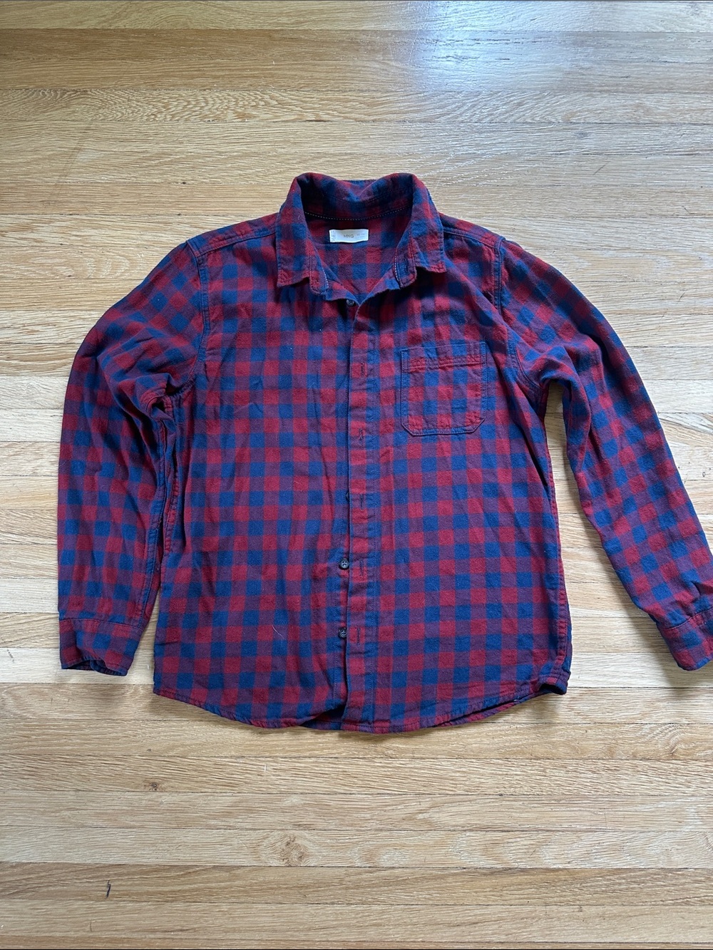 Boy's Red and Navy Check Flannel Shirt - Classic Plaid Button-Up